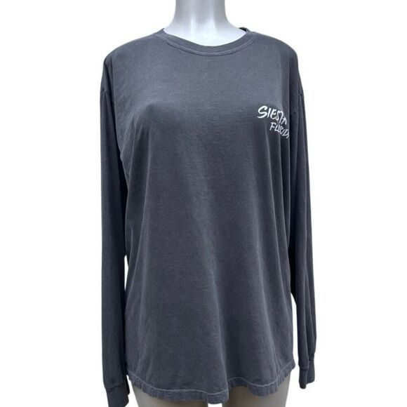 Siesta Key Top Long Sleeve Gray Shirt Large Unisex Comfort Colors Heavyweight - Picture 2 of 12